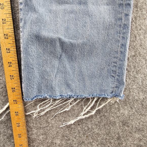 Gap Jeans Womens Sz 2 / 26 Ankle Flare Light Indigo Destroyed Raw Hem High Rise - Picture 12 of 16